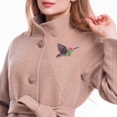 BP-217C Beadwork kit featuring colorful Preciosa and Crystal Art beads, instruction chart, and crafting materials for creating a brooch.